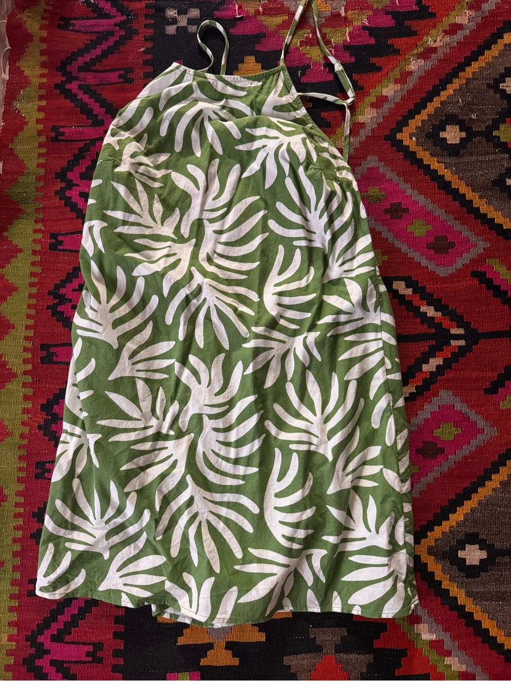 a new day Green and White Backless Halter Dress